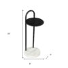 22" Black And White Iron And Marble Round C Table End Table