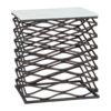 22" White And Bronze Marble And Aluminum Square Frame End Table