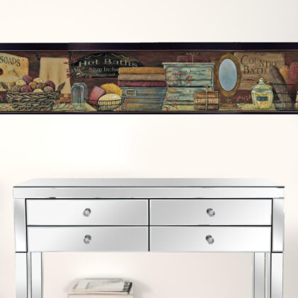 Set Of Three Country Bath 9 Black Framed Print Bathroom Wall Art