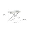 42" Silver Mirrored Glass Cross Leg Console Table