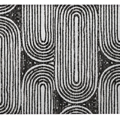 2' X 3' Black and White Abstract Washable Non Skid Indoor Outdoor Area Rug