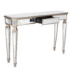 47" Silver and Gold Mirrored Glass Console Table With Drawer