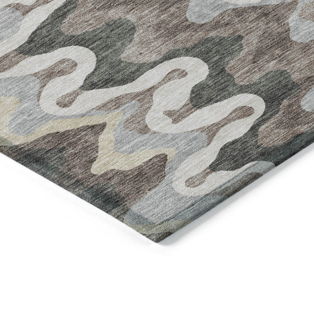 10' X 14' Charcoal Gray And Silver Abstract Washable Indoor Outdoor Area Rug