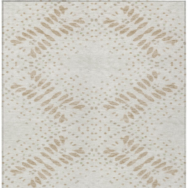 3' X 5' Beige Taupe And Tan Floral Washable Indoor Outdoor Area Rug