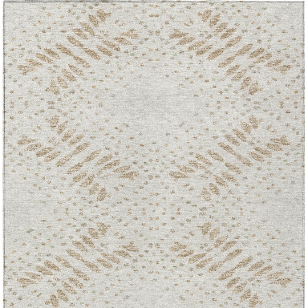 3' X 5' Beige Taupe And Tan Floral Washable Indoor Outdoor Area Rug