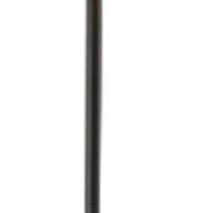60" Brown And Black Floor Lamp With Brown Veneer Drum Shade
