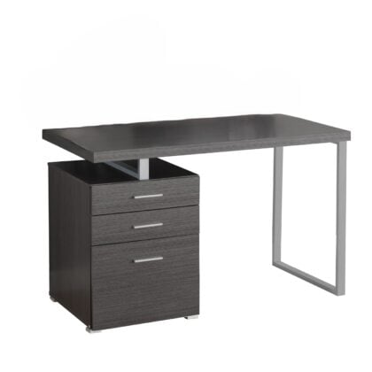 24" Gray and Silver Computer Desk With Three Drawers
