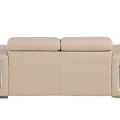 71" Beige And Silver Genuine Leather Love Seat