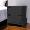 20" Black Two Drawer Faux Wood Nightstand