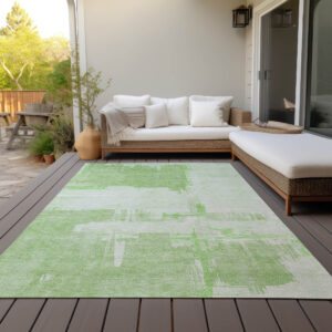 8' X 10' Green And Mint Green Abstract Washable Indoor Outdoor Area Rug