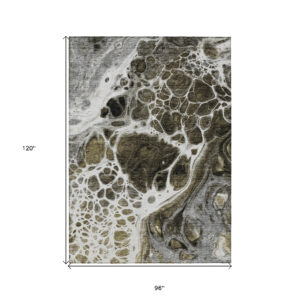 8' X 10' Chocolate Beige And Taupe Nautical Washable Indoor Outdoor Area Rug