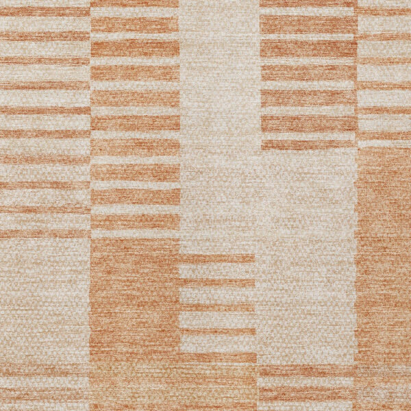3' X 5' Salmon Peach And Ivory Striped Washable Indoor Outdoor Area Rug