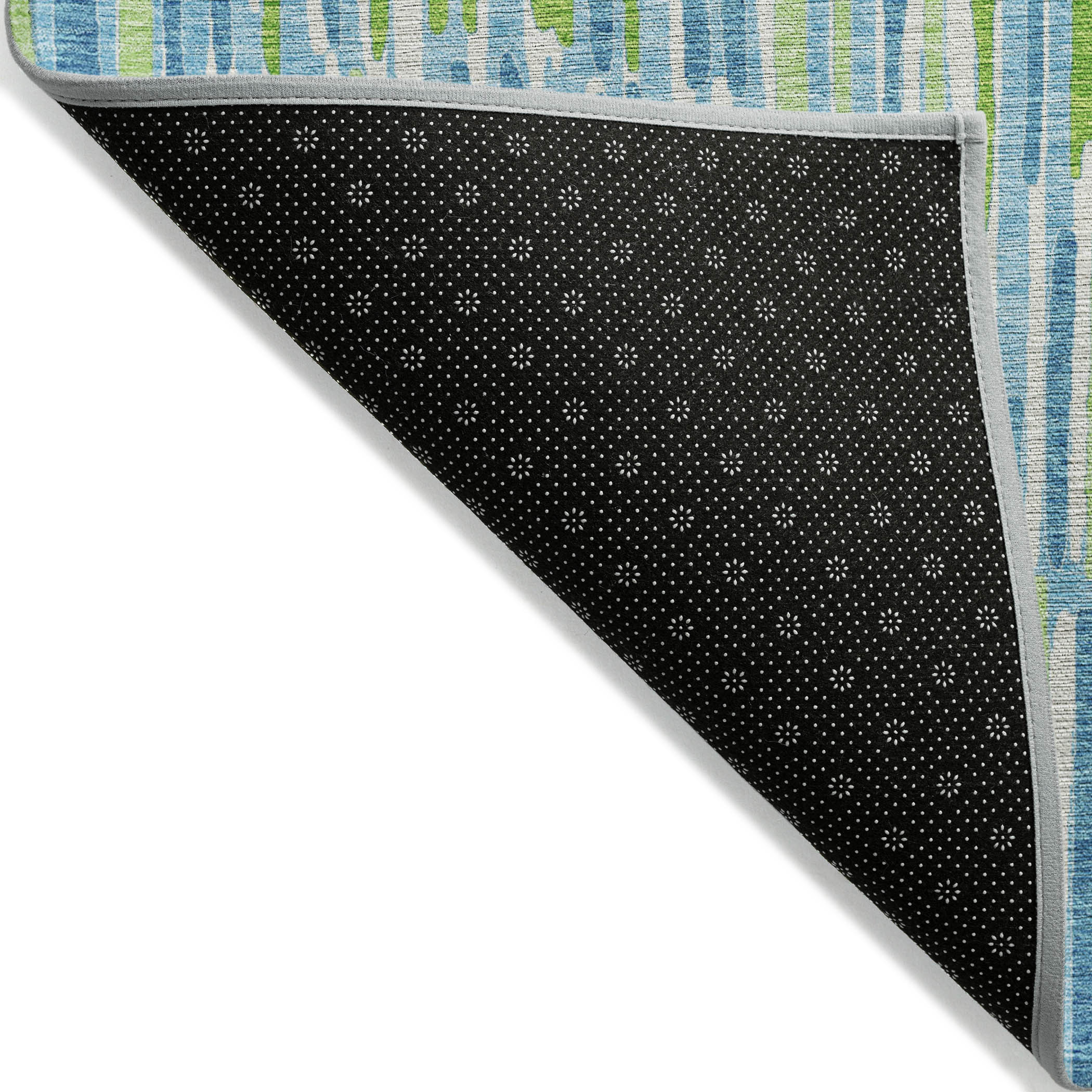 10' X 14' Aqua Teal Blue And Lime Green Abstract Washable Indoor Outdoor Area Rug