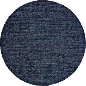 8' Blue Round Wool Hand Woven Stain Resistant Area Rug