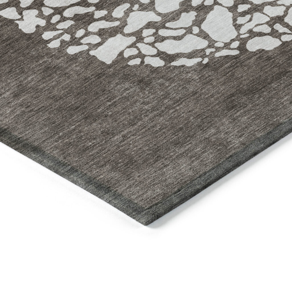 5' X 8' Taupe Brown And Ivory Abstract Washable Indoor Outdoor Area Rug