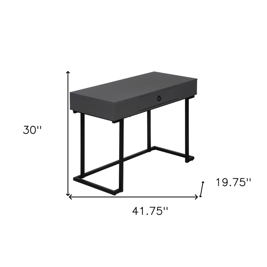 42" Gray and Black Wood and Metal Computer Desk