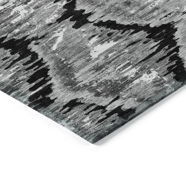10' X 14' Black Charcoal And Silver Abstract Washable Indoor Outdoor Area Rug