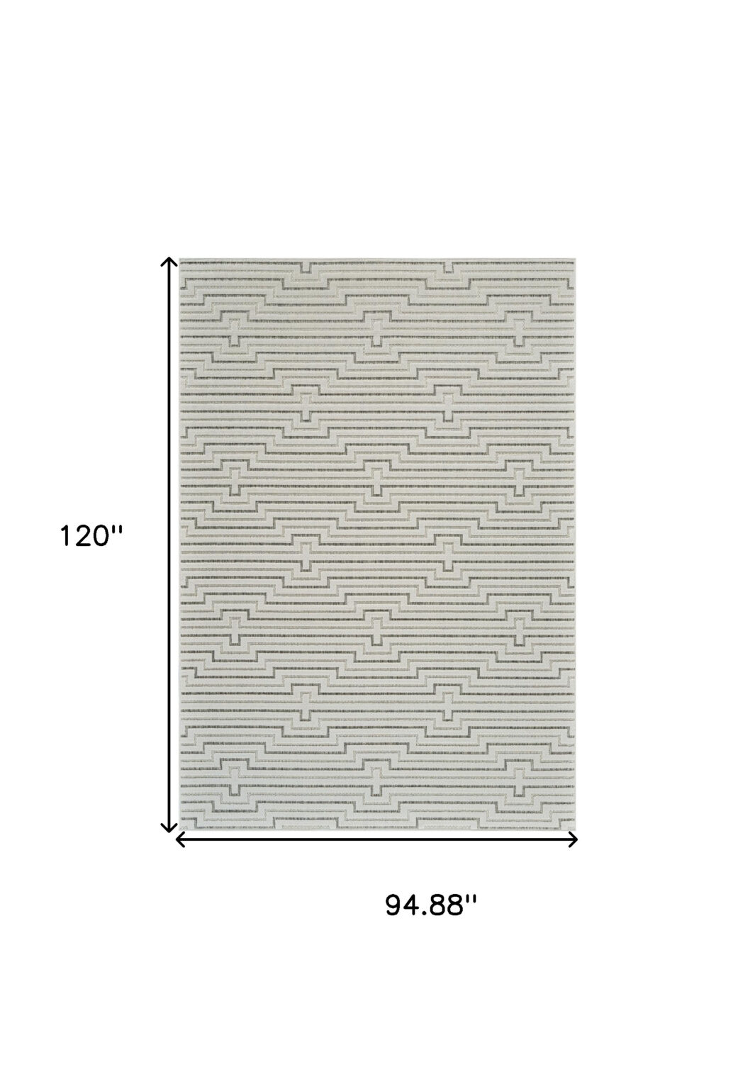 8' X 10' Cream and Beige Geometric Distressed Indoor Outdoor Area Rug