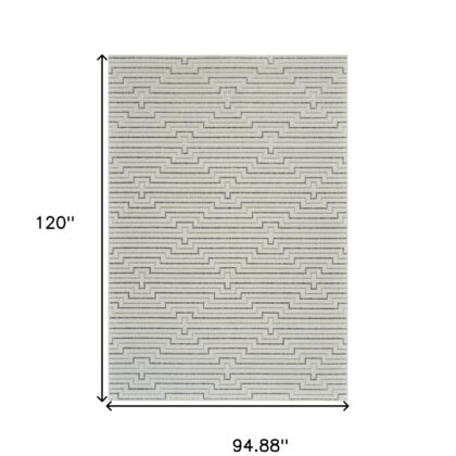8' X 10' Cream and Beige Geometric Distressed Indoor Outdoor Area Rug
