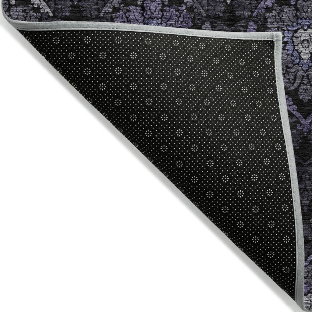 9' X 12' Purple Charcoal And Gray Medallion Washable Indoor Outdoor Area Rug