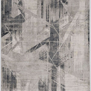 5'X8' Grey Machine Woven Abstract Geometric Indoor Area Rug