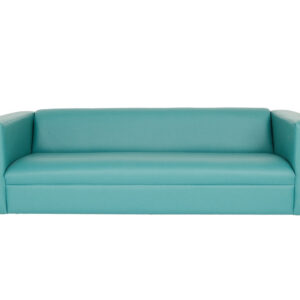 84" Blue Faux Leather And Black Sofa