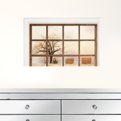 View Of Fields White Framed Print Wall Art