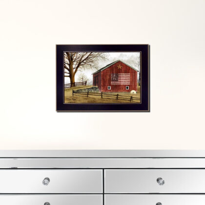 Flag Barn Black Picture Frame Print Wall Art