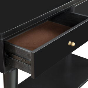 42" Black Floor Shelf Console Table With Shelves And Drawers