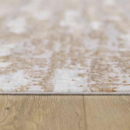 4' x 6' Beige Abstract Washable Non Skid Area Rug