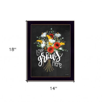 Love Grows Here Black Framed Print Wall Art