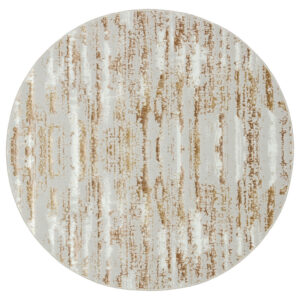 4' Beige Round Abstract Washable Non Skid Area Rug