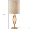 28" Natural Solid Wood Round Table Lamp With Beige Drum Shade