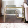 23" Gold And Clear Glass End Table With Two Shelves