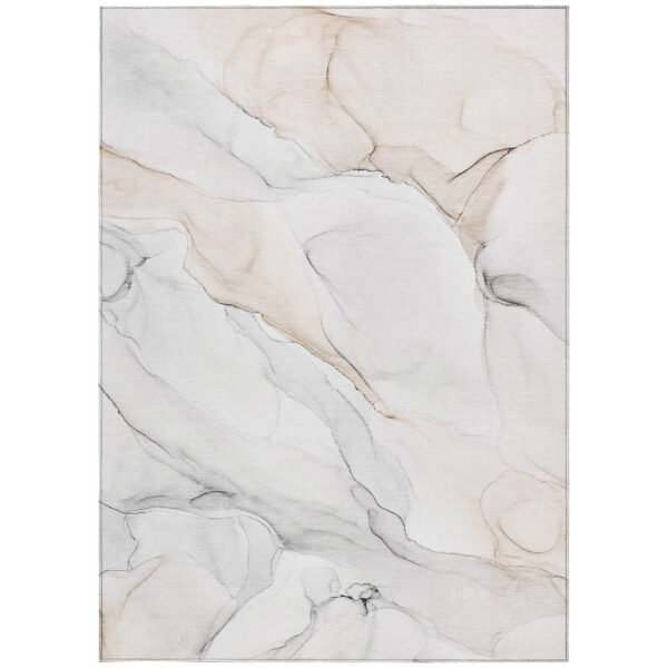 10' X 14' Beige Ivory and Gray Abstract Washable Non Skid Indoor Outdoor Area Rug