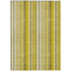9' X 12' Gold Striped Washable Non Skid Indoor Outdoor Area Rug