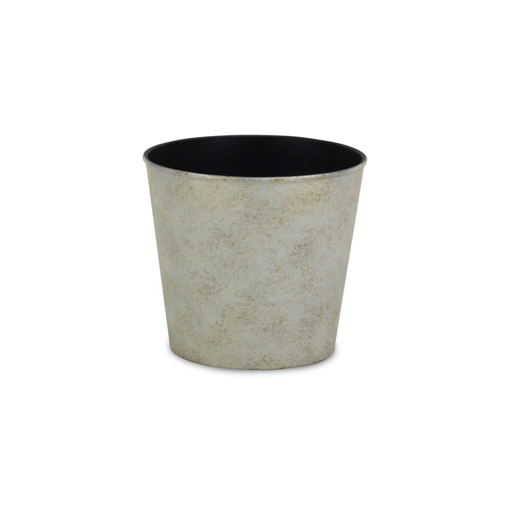 7" Silver Recycled Plastic Indoor Outdoor Round Pot Planter
