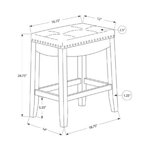 Set of Two 25" Black And Espresso Faux Leather And Solid Wood Backless Counter Height Bar Chairs