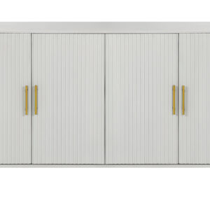 60" White Ribbed Texture Sideboard with Four Doors