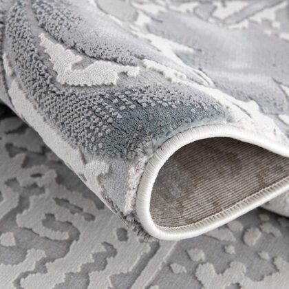 6' X 9' Blue Damask Power Loom Area Rug