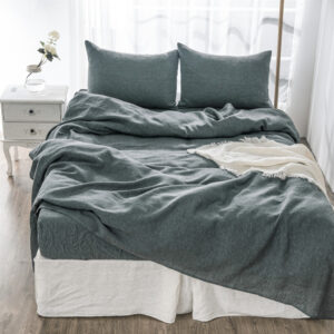 Four Piece Slate Gray Linen Sheet Set