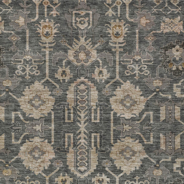 3' X 5' Gray Silver And Beige Oriental Washable Indoor Outdoor Area Rug