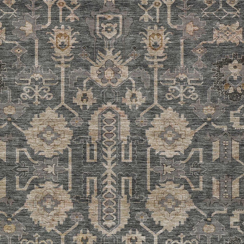 3' X 5' Gray Silver And Beige Oriental Washable Indoor Outdoor Area Rug