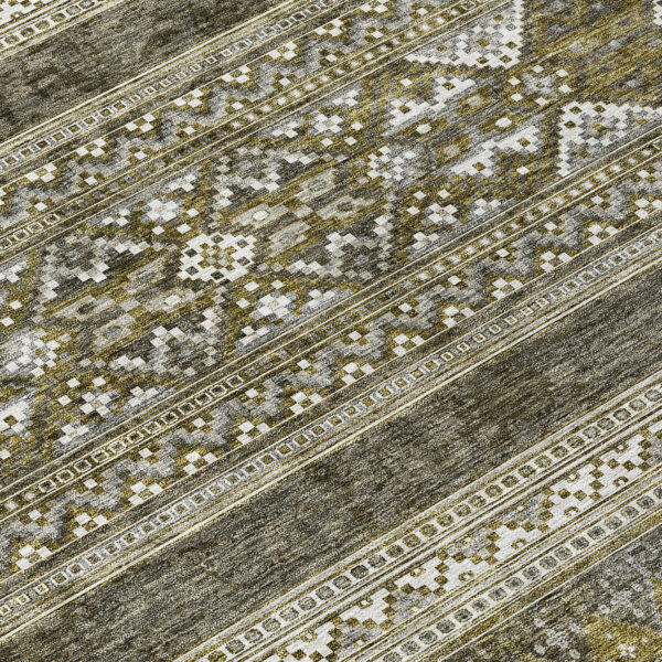 9' X 12' Taupe Beige And Ivory Southwestern Washable Indoor Outdoor Area Rug