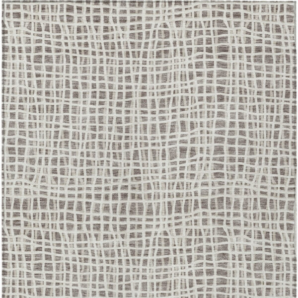 9' X 12' Taupe And Beige Striped Washable Indoor Outdoor Area Rug