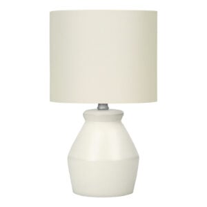 17" Cream Ceramic Geometric Table Lamp With Cream Drum Shade