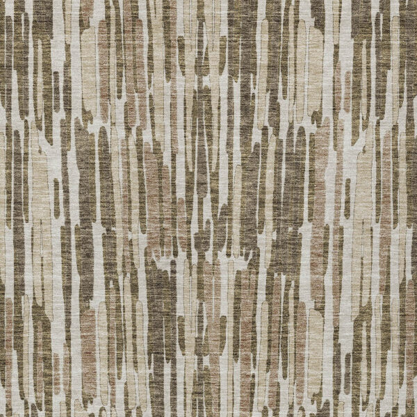 3' X 5' Brown And Taupe Abstract Washable Indoor Outdoor Area Rug
