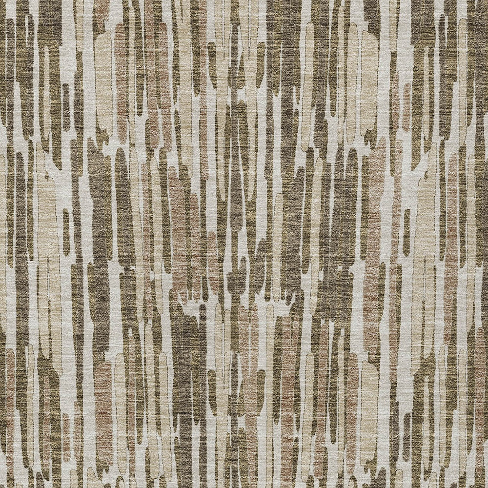 3' X 5' Brown And Taupe Abstract Washable Indoor Outdoor Area Rug