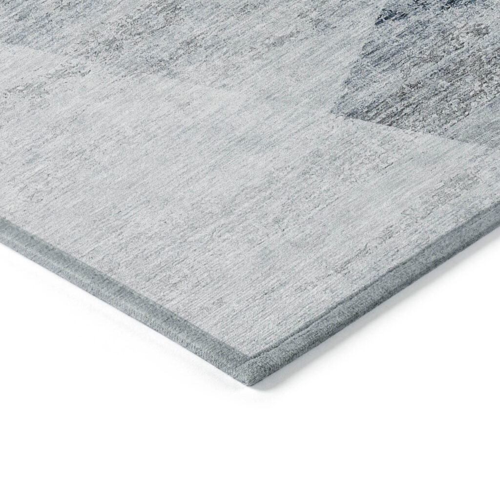 9' X 12' Sky Blue Gray And Charcoal Abstract Washable Indoor Outdoor Area Rug