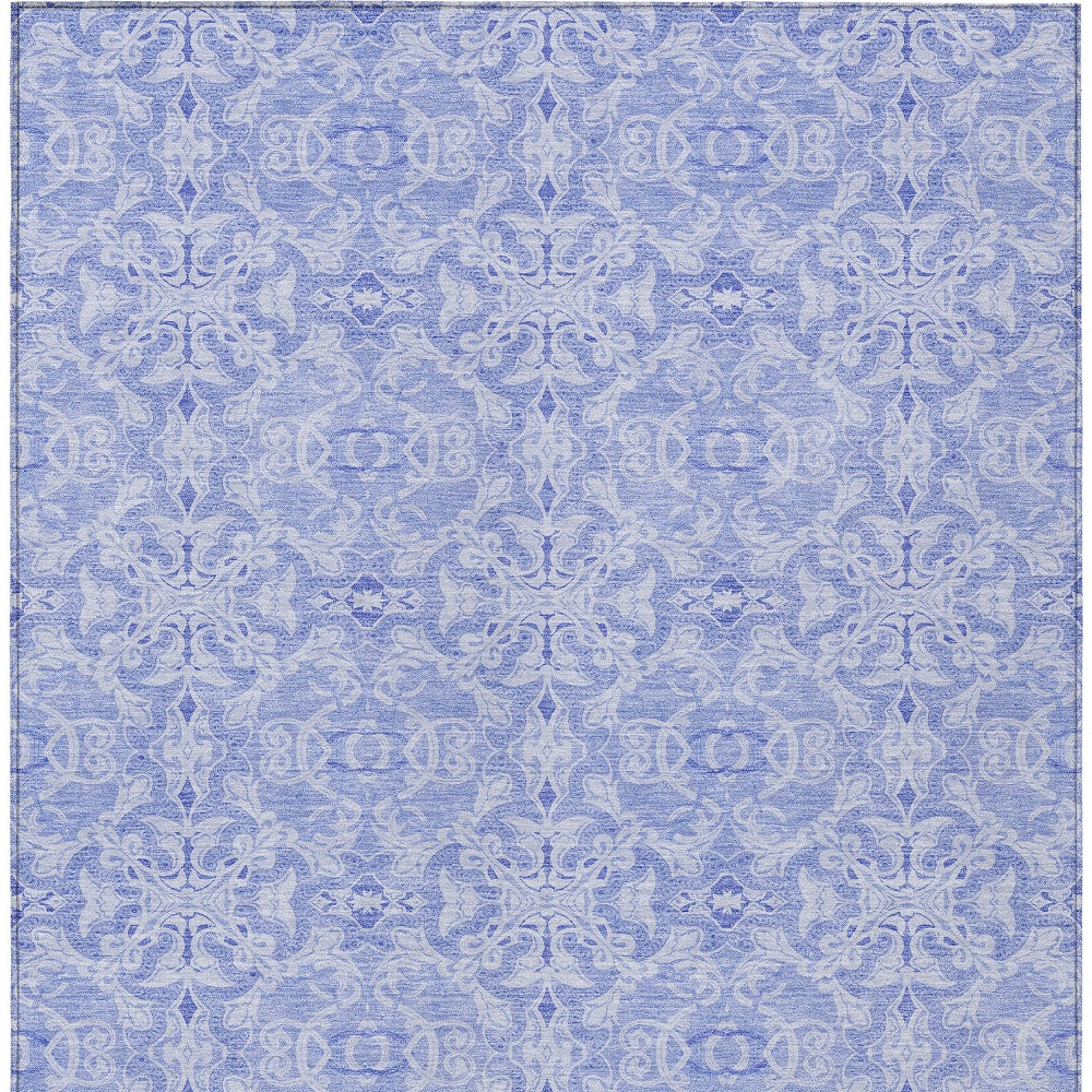 8' X 10' Sky Blue And Denim Blue Medallion Washable Indoor Outdoor Area Rug
